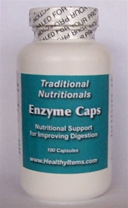 Enzyme Caps 180 caplets - enzymes to speed up digestion and protect the digestive tract from the irritation caused by gastric distress. A combination of Betaine Hydrochloride, Pepsin, Pancreatin, Bile Salts, Papain and Bromelain.